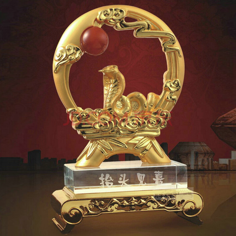 芷墨 (抬頭見喜)水晶工藝擺件/蛇年賀歲紀念品/商務禮品!